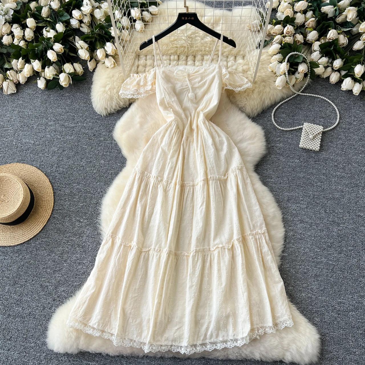 Elegant Off-Shoulder Boho Lace Maxi Dress