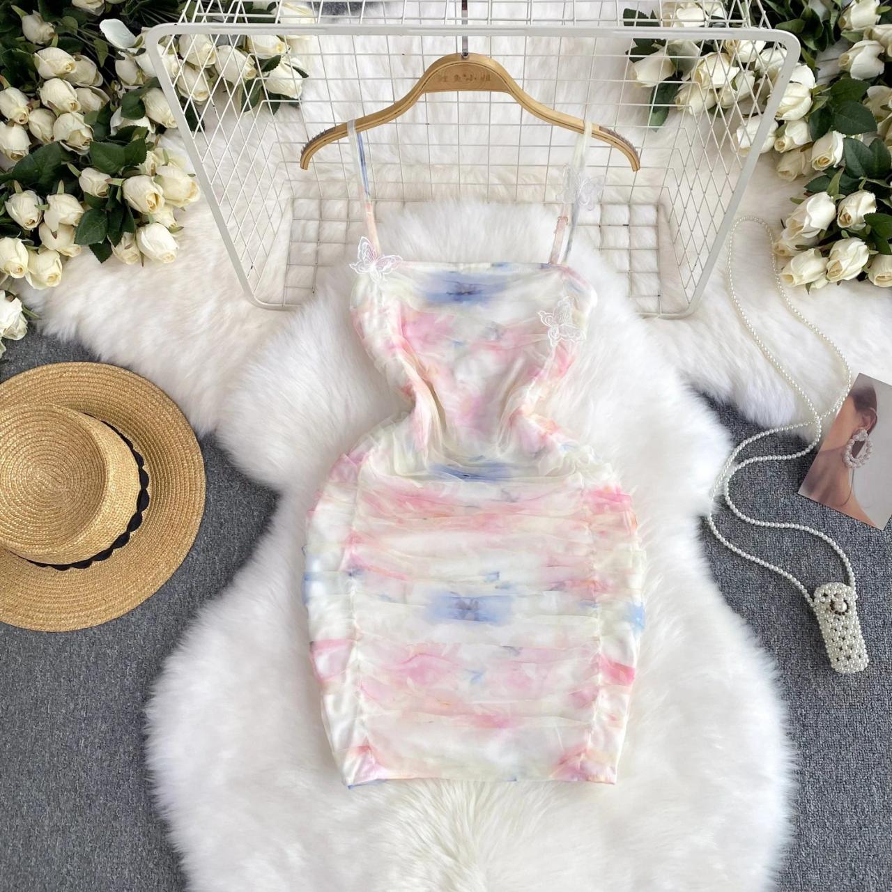 blue dress for baby girl Tie-Dye 2.0 Spandex Bodycon Dress (Long Sleeve/Sleeveless) Xs / Sleeveless main image 1