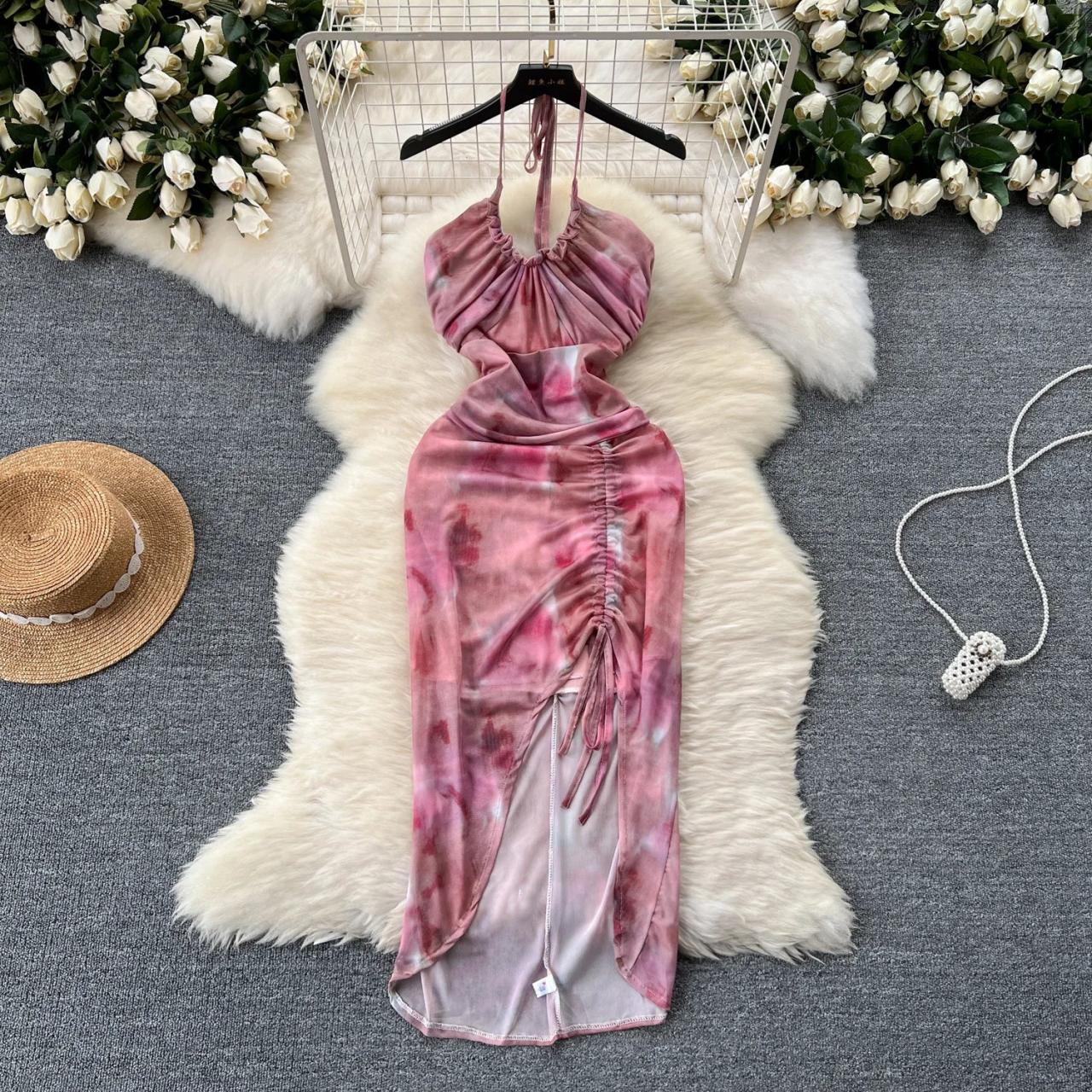 knee length dresses for ladies Front Tie Sleeveless Tie Dye Maxi Dress – Southern Fried Glam