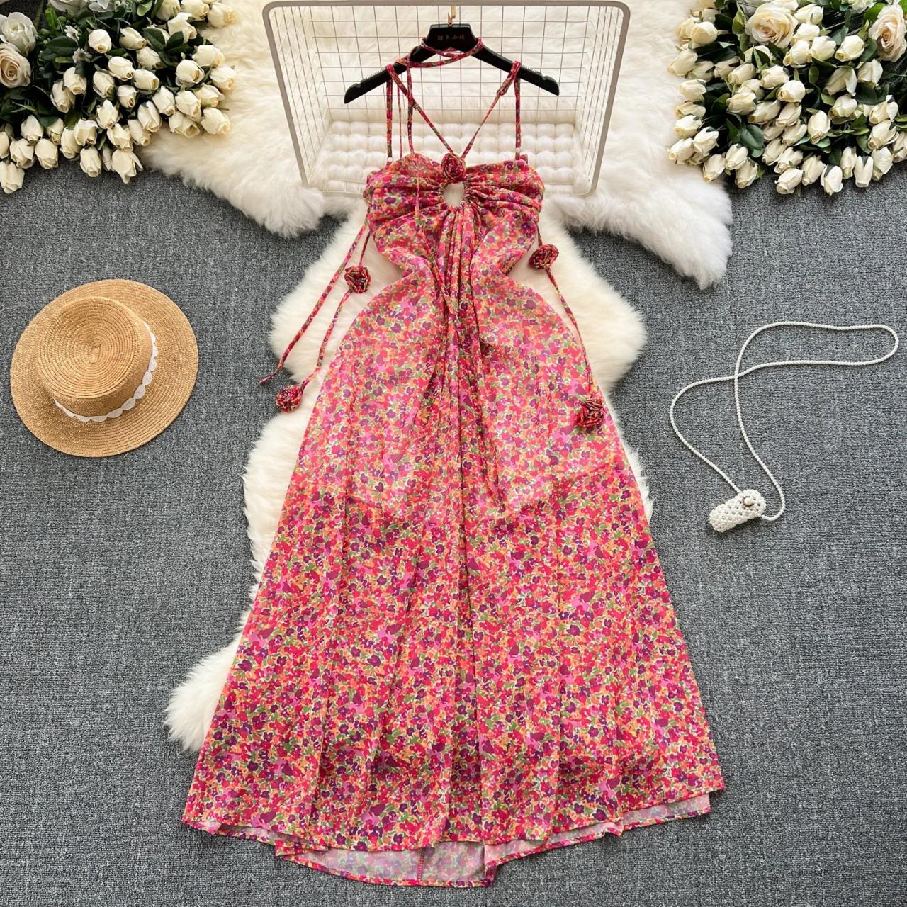 red floral boho maxi dress Boho Floral Lace Shapewear Maxi Dress main image 1