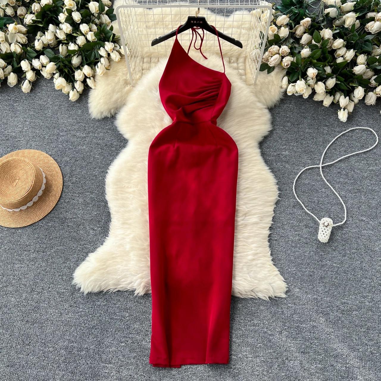 red mini birthday dress Sky Light Drawstring Bust Mini Dress Red