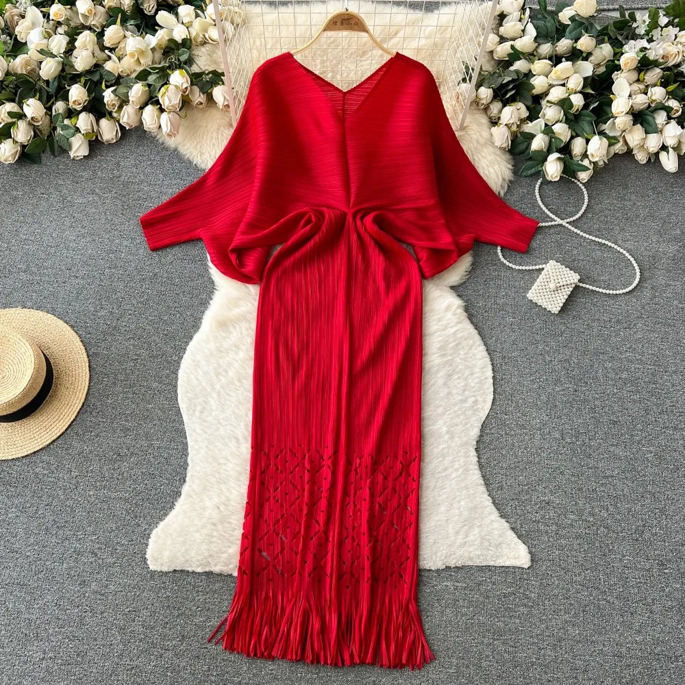 fitted lace wedding dress Glitz Asymmetrical Fringe Hem Dress Red– Selfie Leslie main image 0