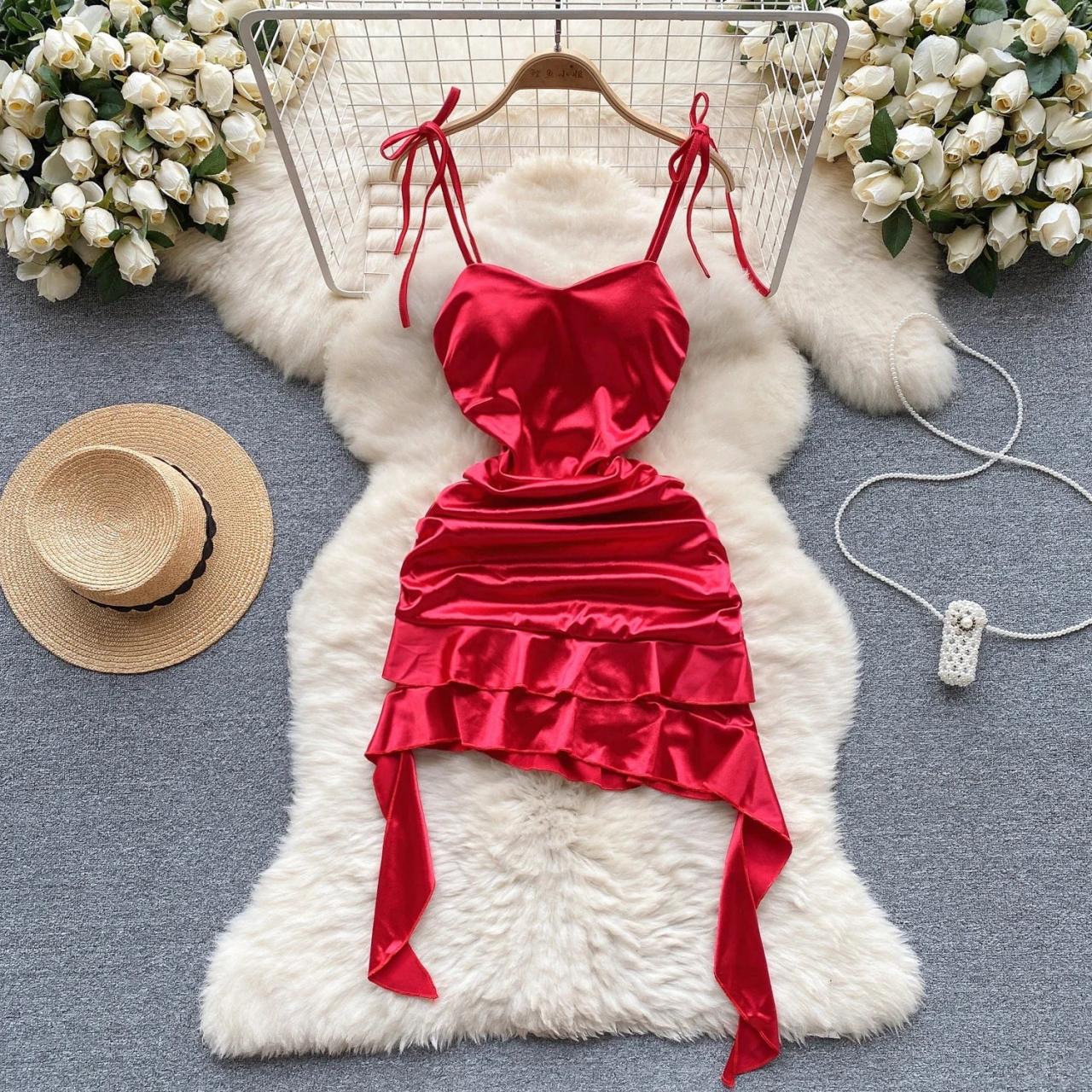 fitted lace wedding dress Liz Red Mini Dress - US 12 main image 0