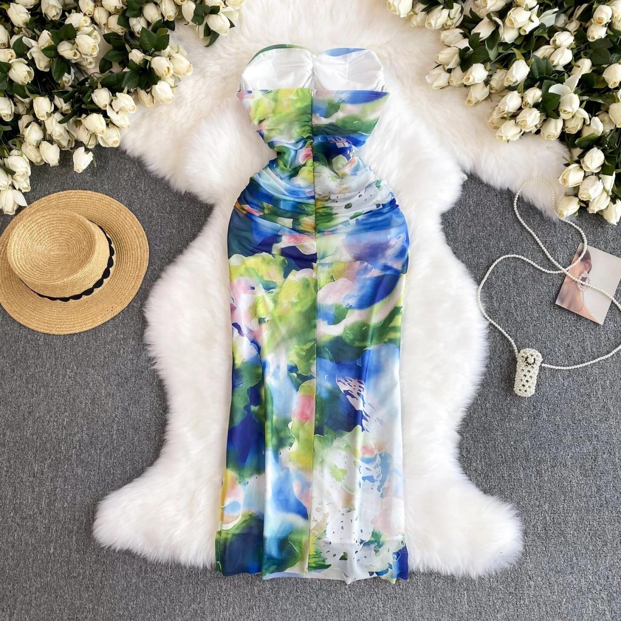 chinese dress ladies Vivid Vision Watercolor Maxi Dress Curves 1XL / Coral main image 0