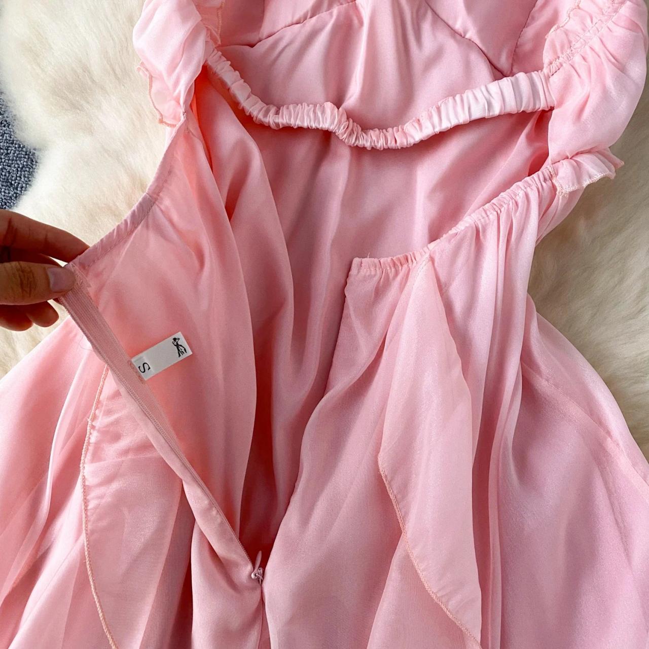 Halter Chiffon Dresses with Double StrapS Blushing Pink