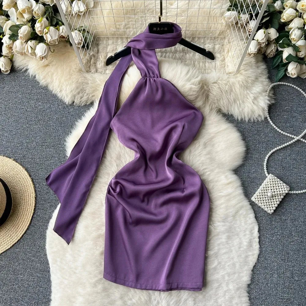 slim fit dress slacks Hara Halter Mini Dress- Misty Purple – Hazel Lane Boutique