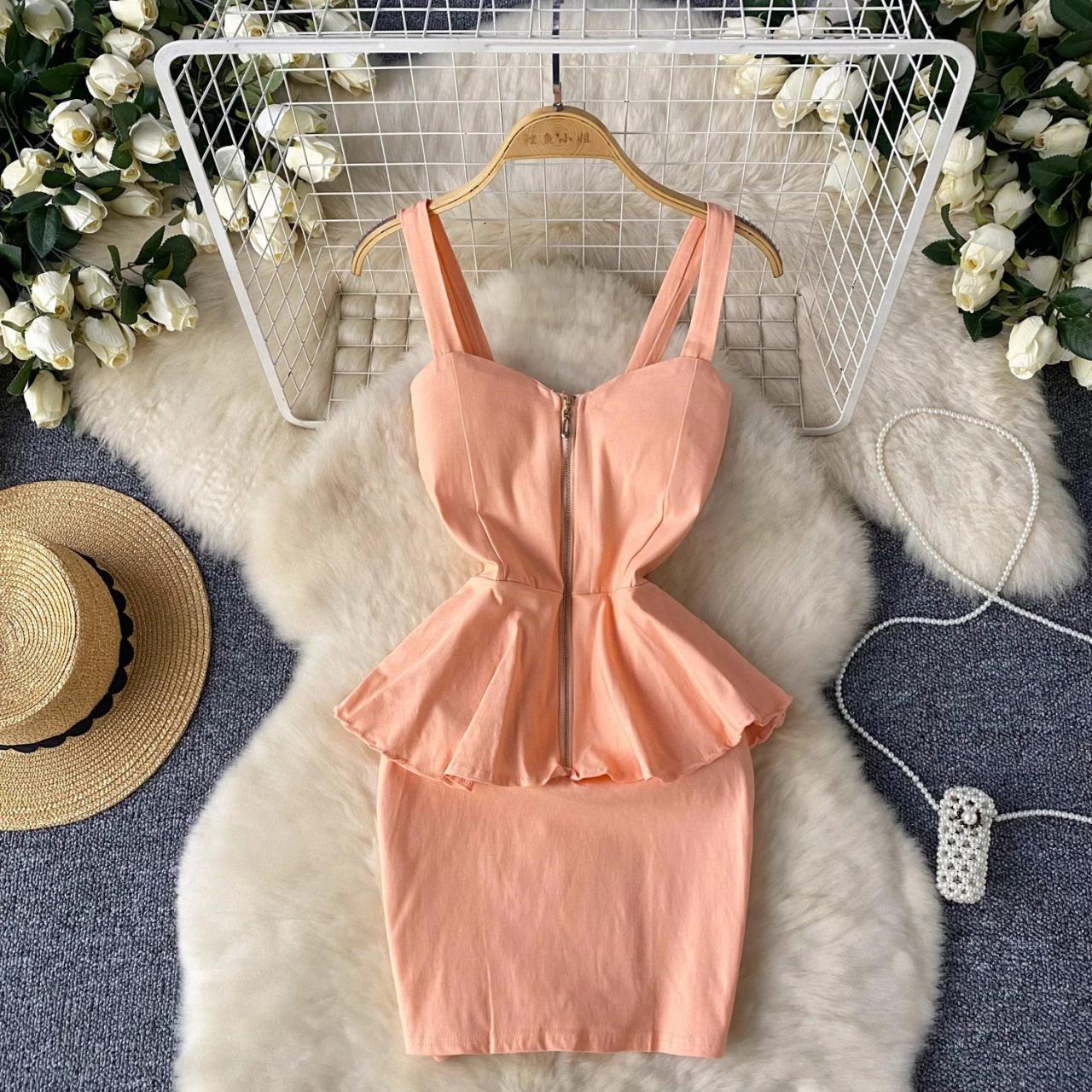 Peach bodycon dress top