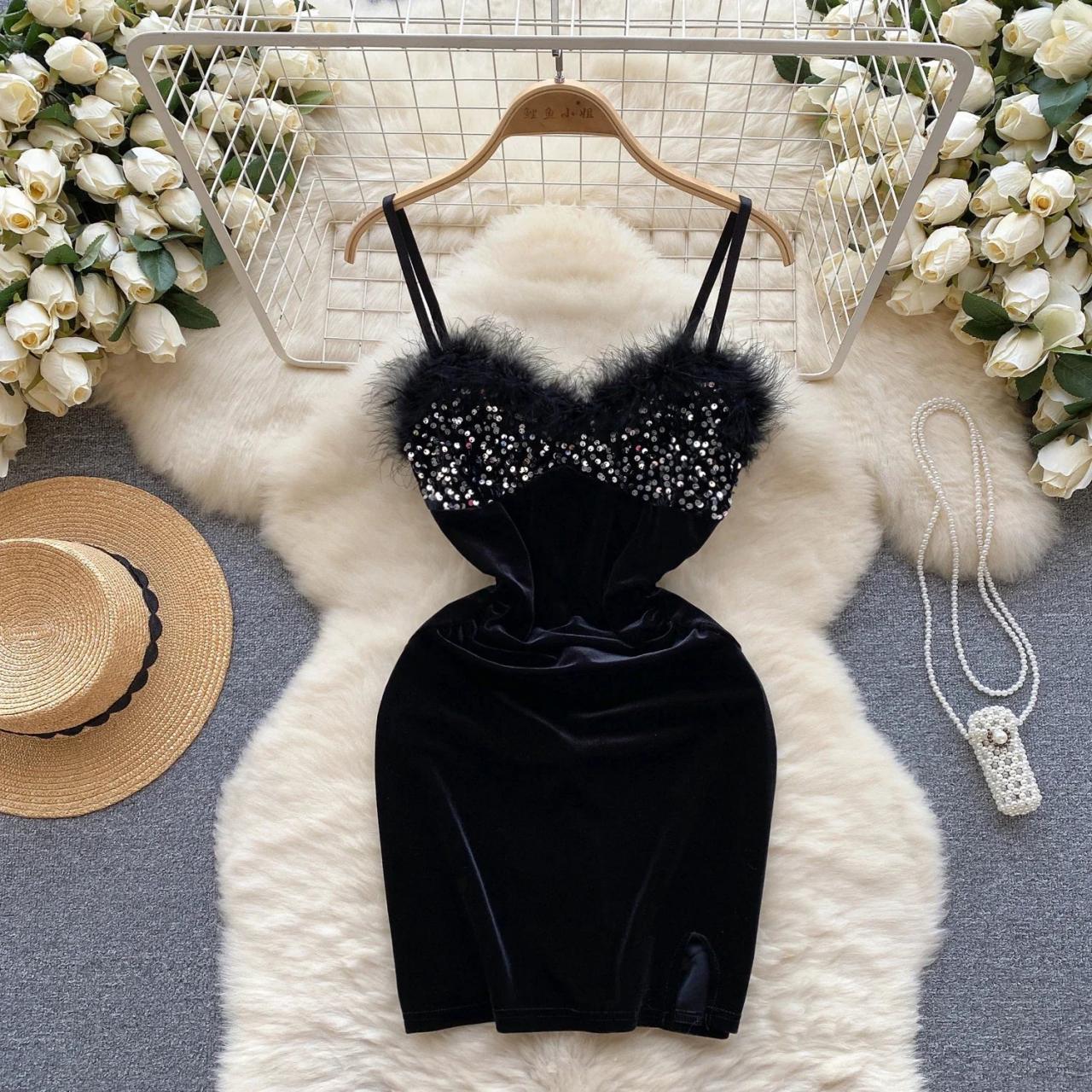 Beaded velvet dress best sale