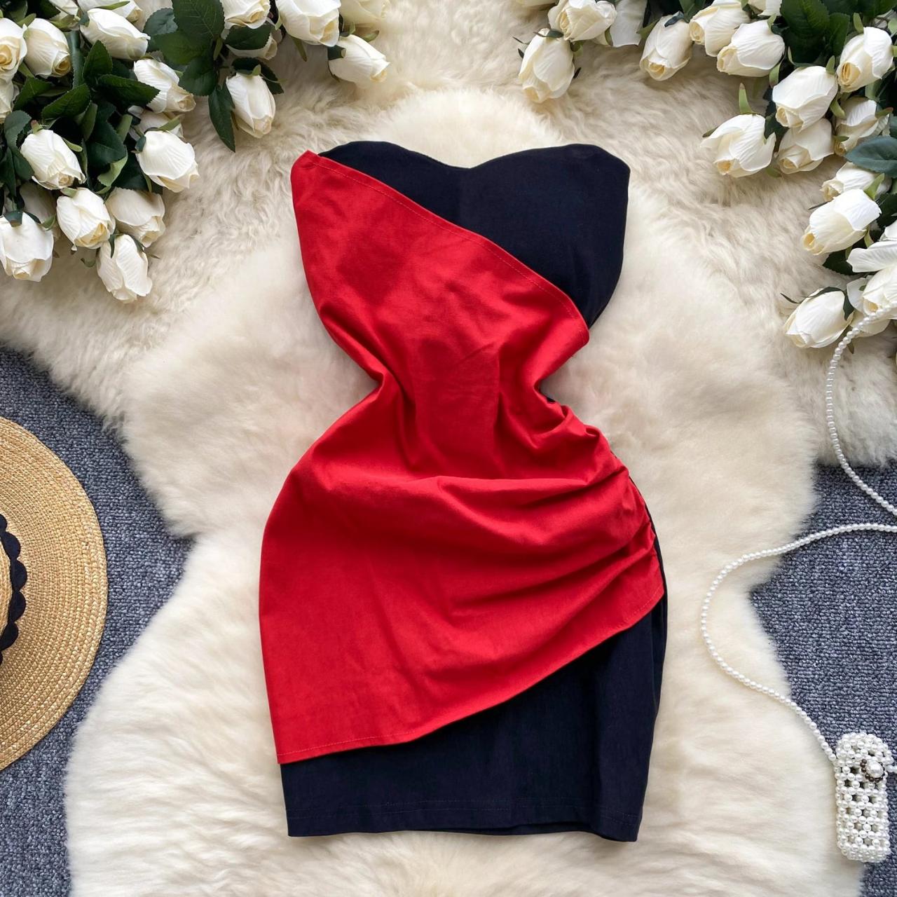 red and black color block dress Red & Black Color Block Dress