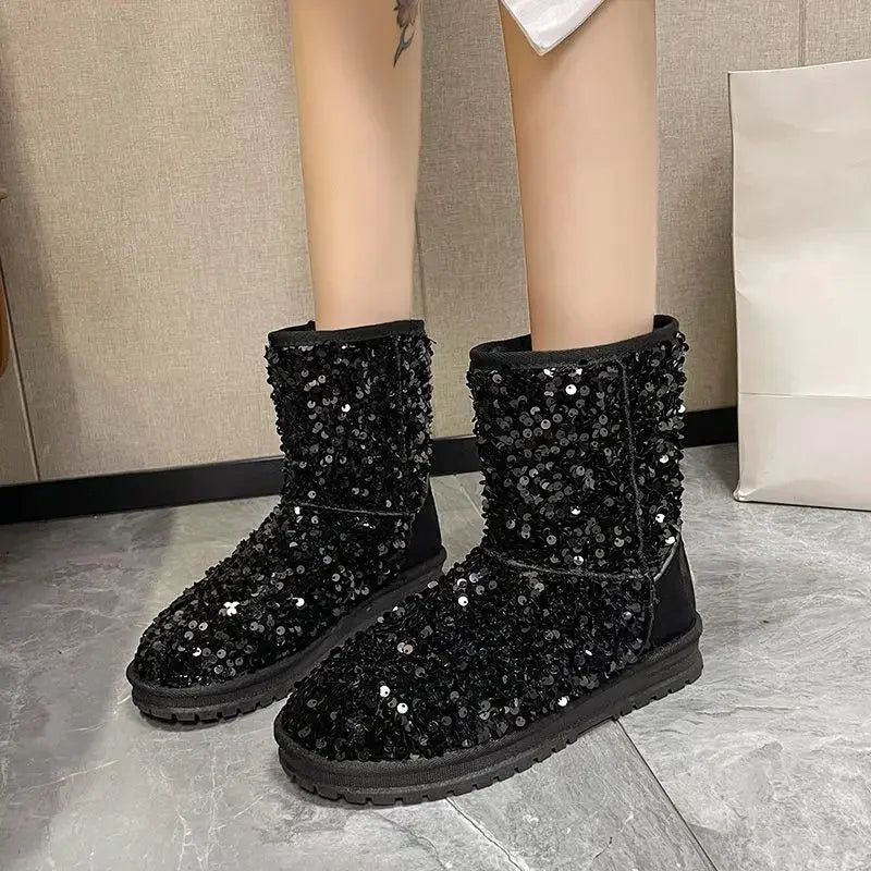 Sequin winter boots top
