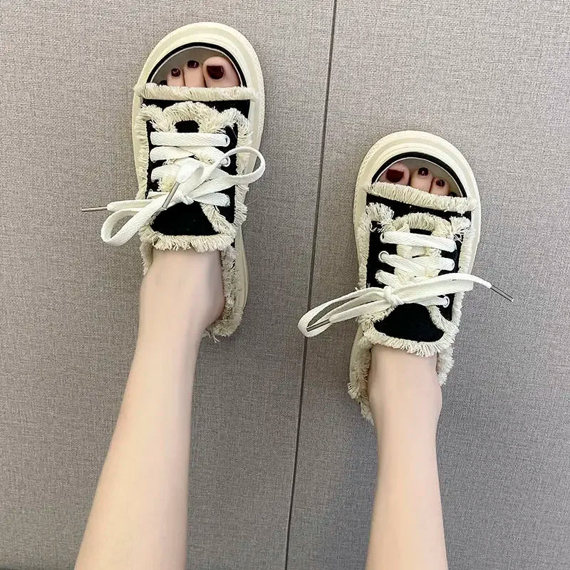 Open toe canvas shoes on sale