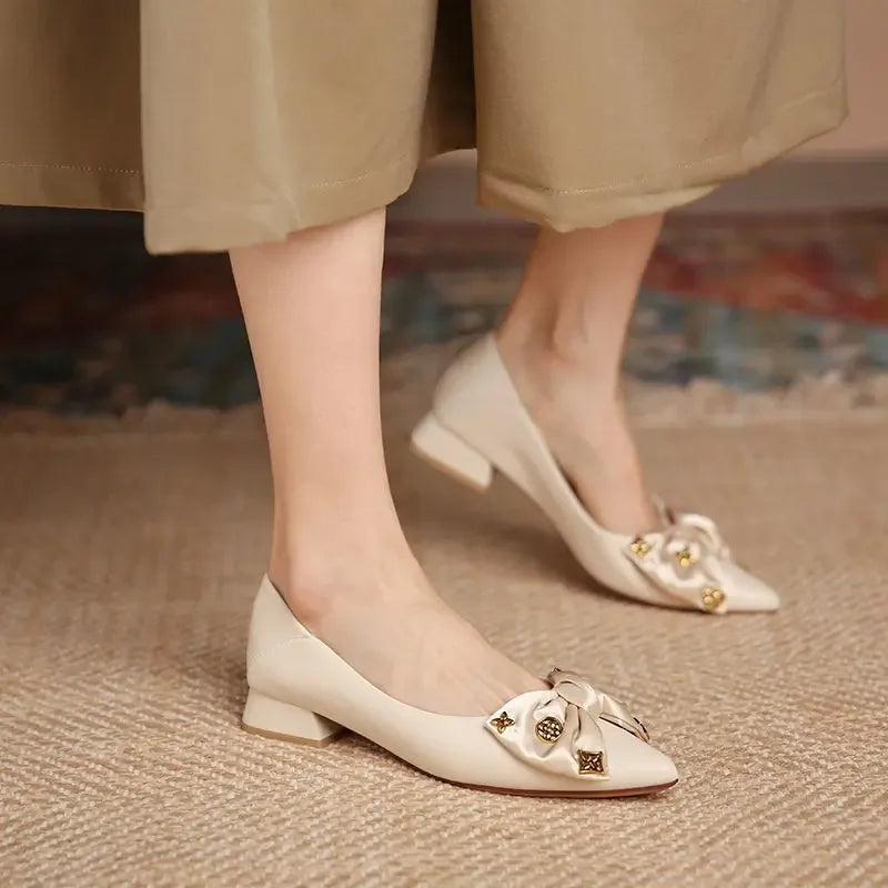 Cream low heel shoes clearance