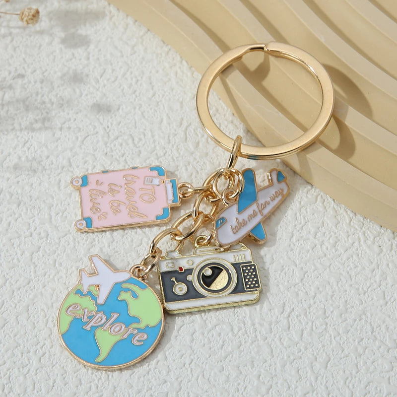 Travel themed Metal Keychain With Charms Set on Luulla