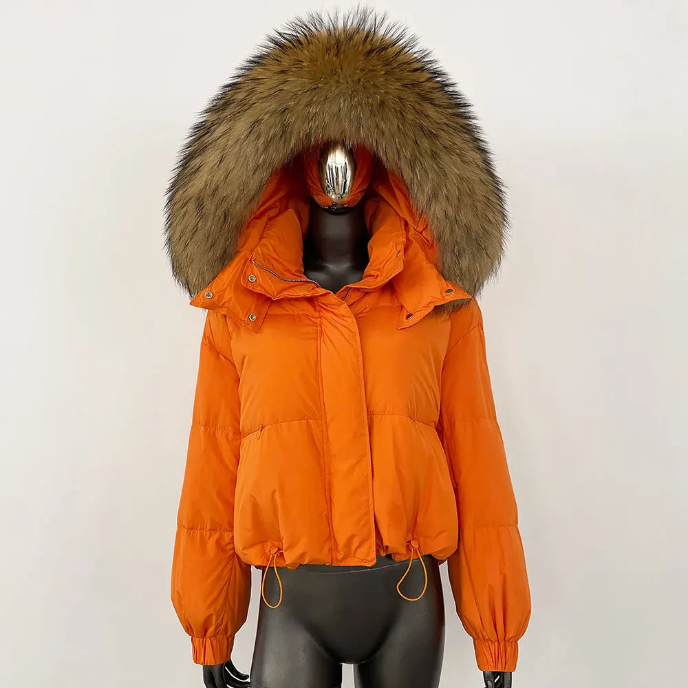 Orange winter coat womens top