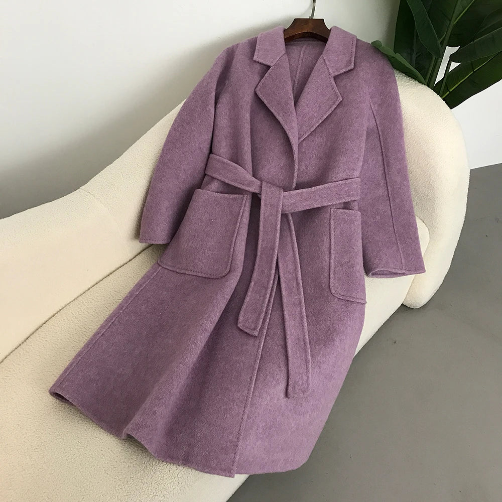 Womens Chic Purple Wool Blend Trench Coat on Luulla