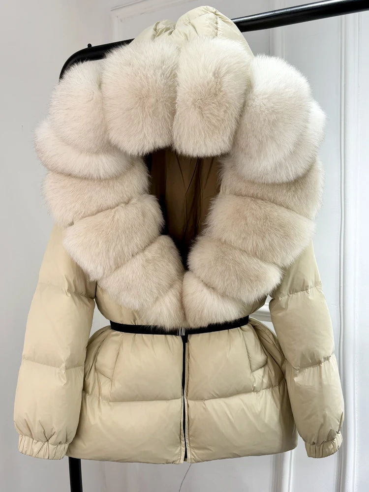 Turn Down Collar Faux Fur Coat