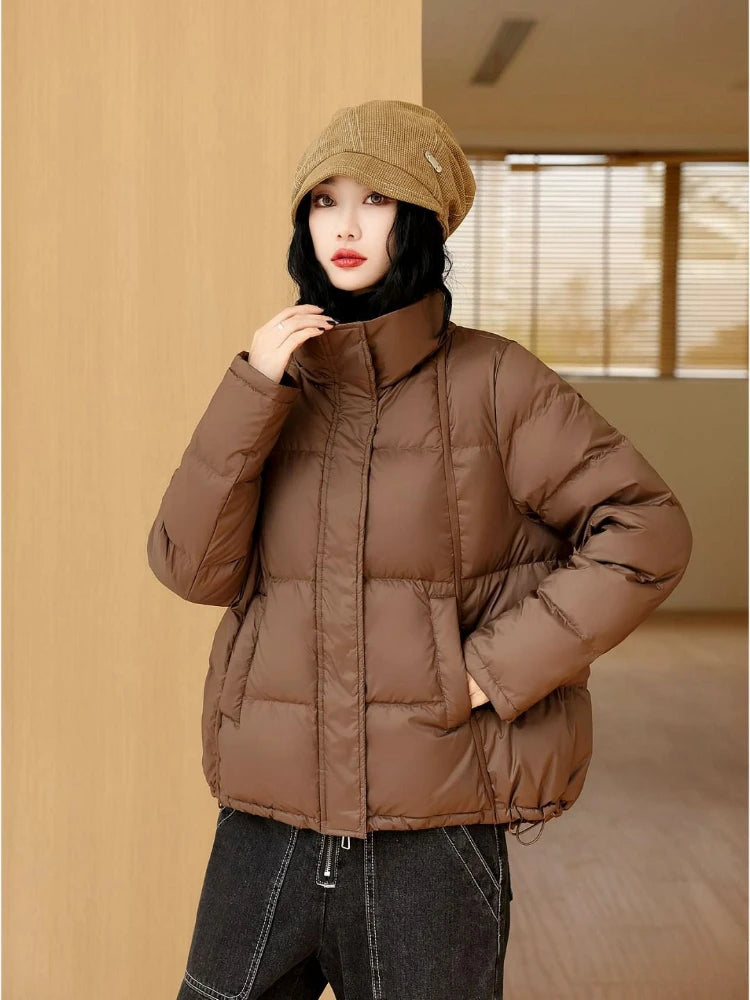 Cozy Winter Oversized Brown Puffer Jacket For Women on Luulla