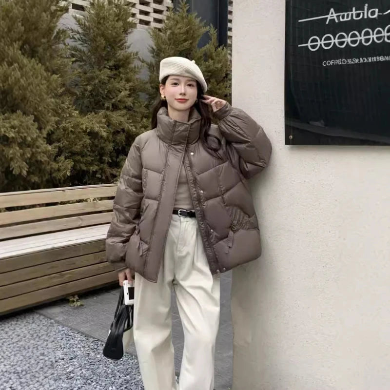 Cozy Winter Womens Brown Puffer Coat Jacket E on Luulla