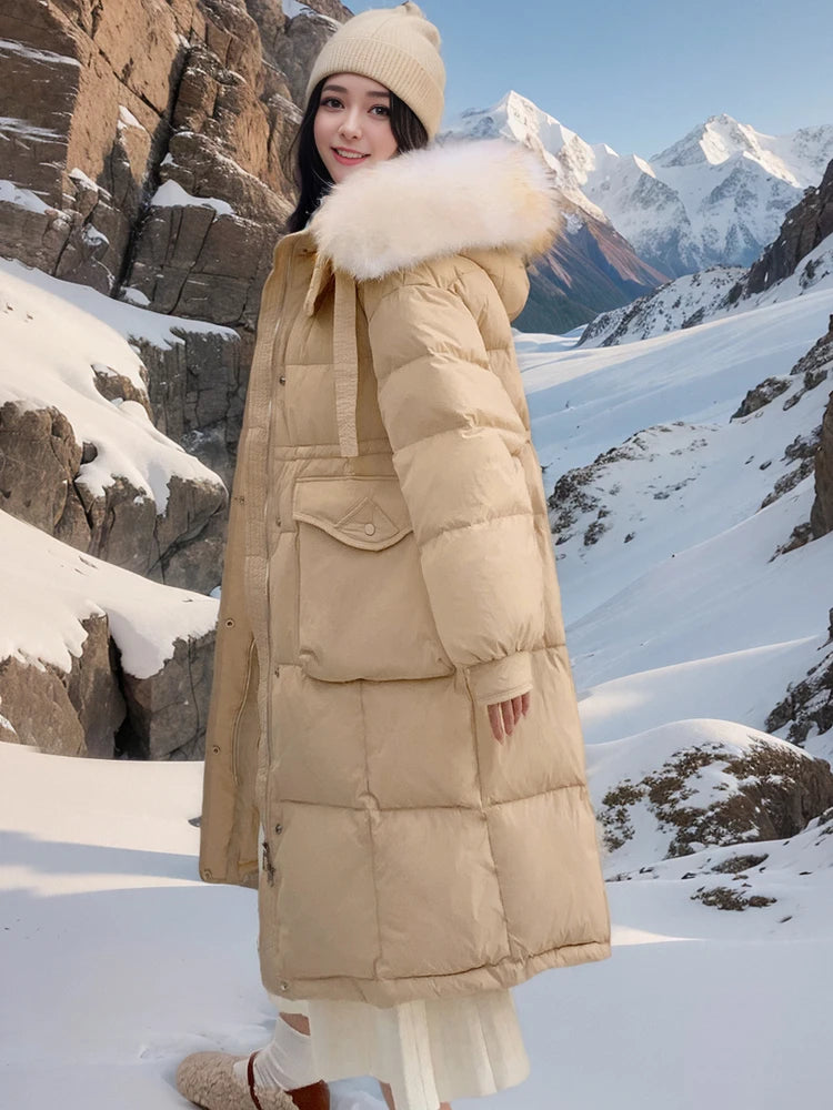 Womens Long Hooded Winter Down Coat on Luulla