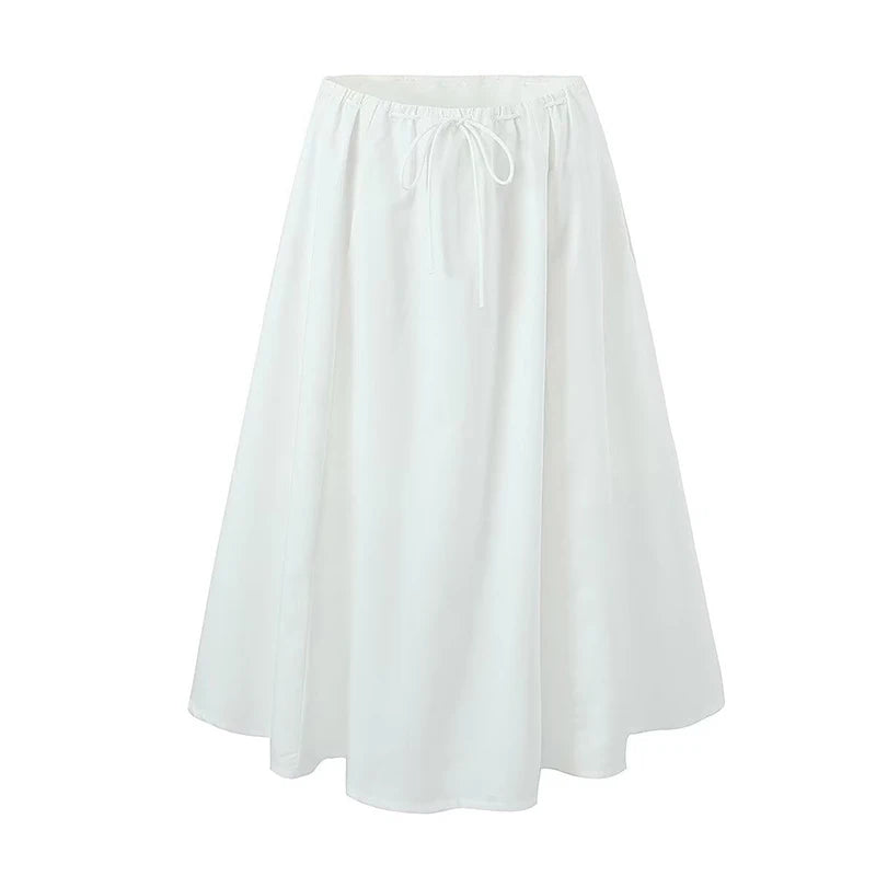 White flowy skirt midi 2025
