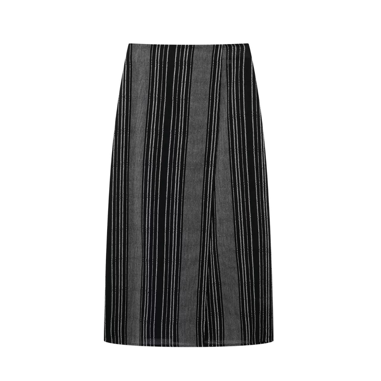 Black Striped Midi Skirt With Vertical Lines on Luulla