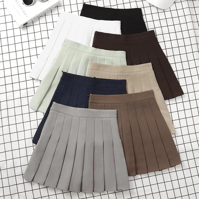 Stylish Womens High Waist Pleated Skater Skirts