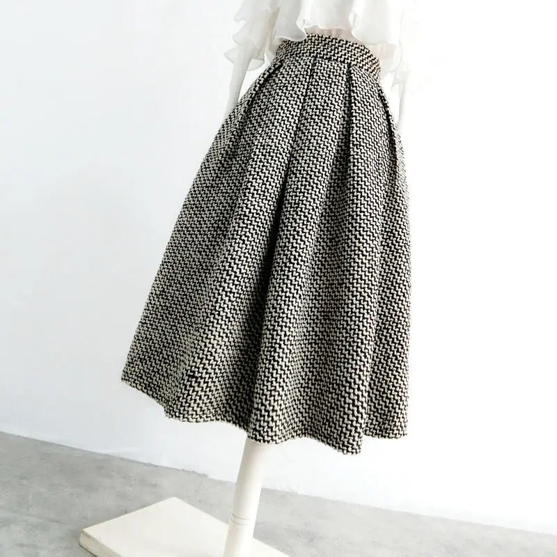 Chic Houndstooth High-waisted Midi Skirt For Women on Luulla