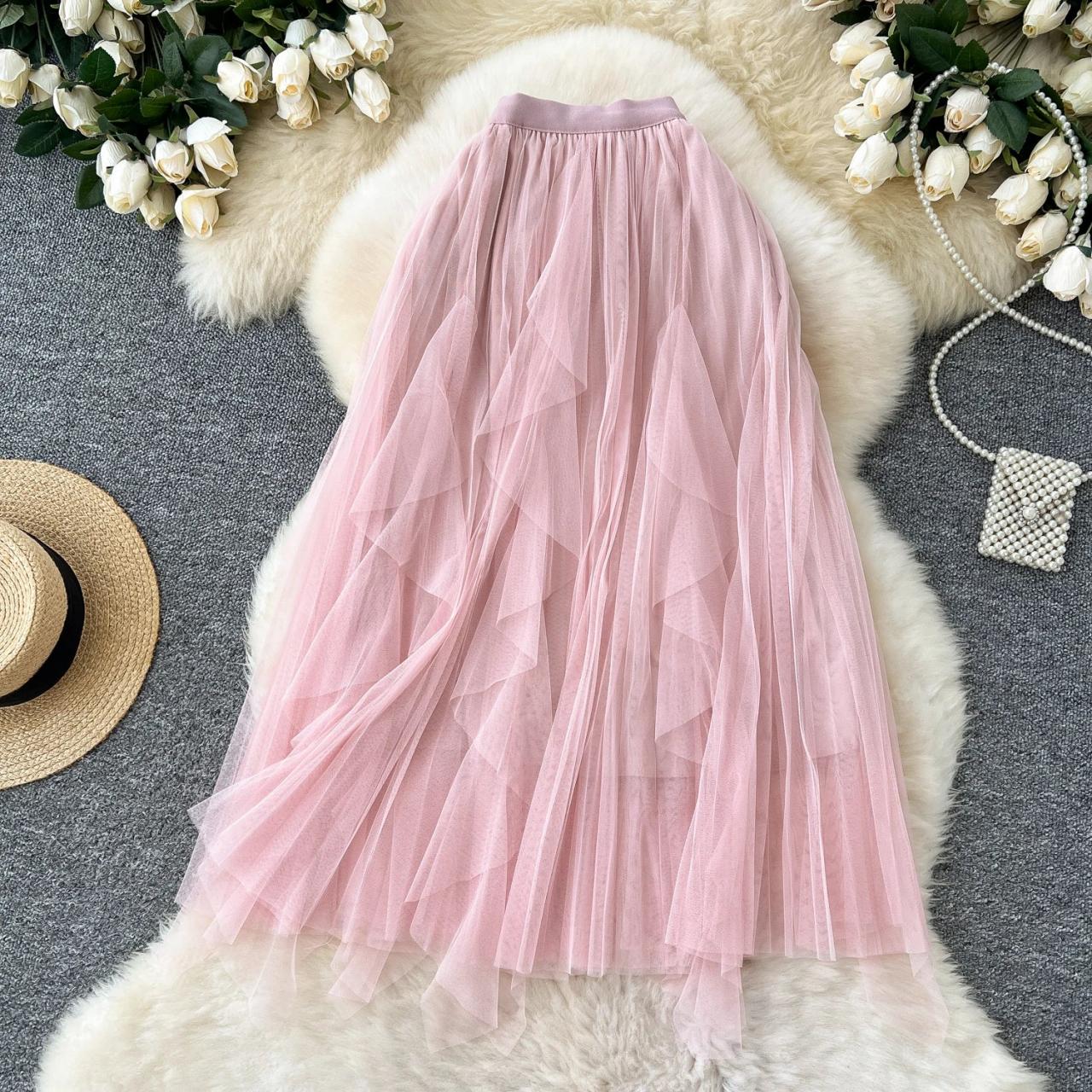 white christmas dresses Halter Neck Pink Lace Layered Chiffon Long Prom Dress, Pink Lace Forma –  abcprom main image 0