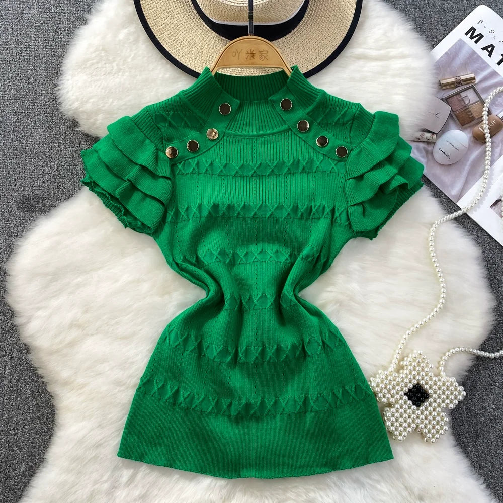emerald green knitted dress Intricate Patterns Knit Dress by EY Emerald U0781 / 16W main image 1
