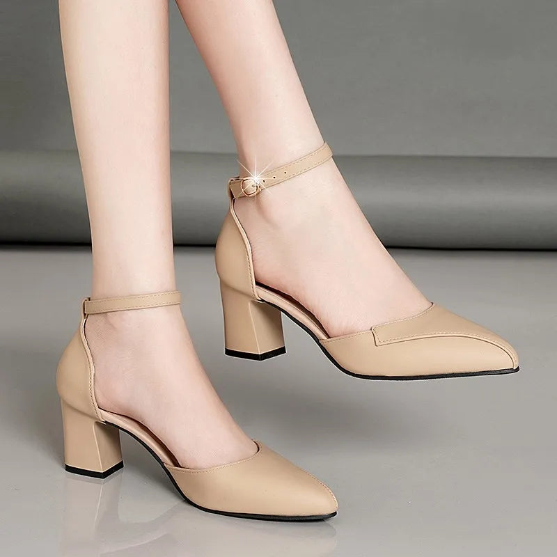 beige dress pumps Claudia - Light Beige Leather Pumps main image 0