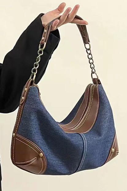 Retro Color Cowboy Underarm Bag Women&amp;#039;s All-match Dumpling Bag Shoulder Handbag