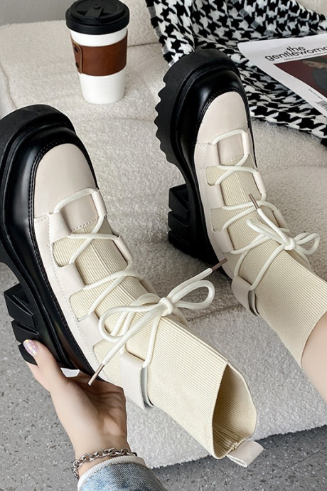 Women Knitted Flats Platform Sport Chelsea Ankle Boots Autumn Designer Thick Ladies Running Shoes Casual Gladiator Botas