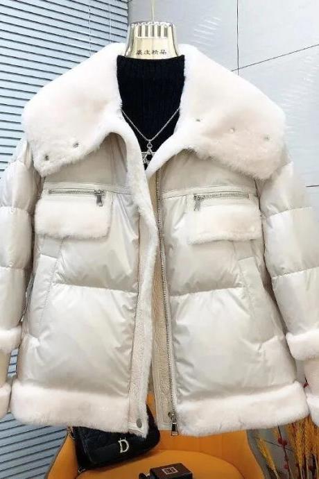 Women's Parka Coat Autumn/winter Standing Collar Down Cotton Splice Jacket Female Loose Warm Short Overcoat Streetwear