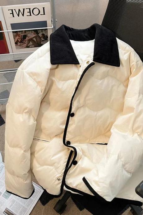 Korean Winter Down Cotton Coat Elegant Women Parka Puffer Jackets Short Lightweight Jacket Thicken Warm Snow Clothes Coats