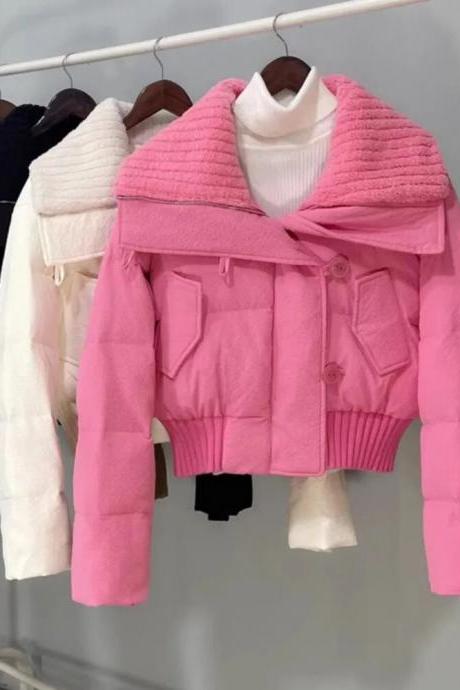 Winter Women&amp;#039;s High Quality Luxury Short Parkas Puffer Bomber Jacket Women Warm Cotton Padded Coats Korean Fashion Outerwear