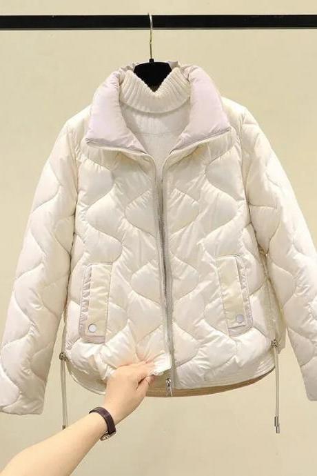 Windproof Casual Student Basic Coat Winter Women Parkas Female Down Cotton Jacket Glossy Short Overcoat