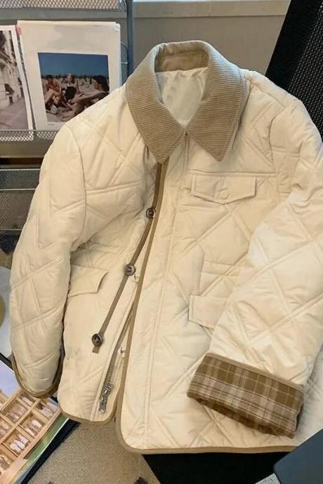Fashionable Patchwork Cotton Jacket Women&amp;#039;s Winter Vintage Loose Thick Trend Outwear Parkas