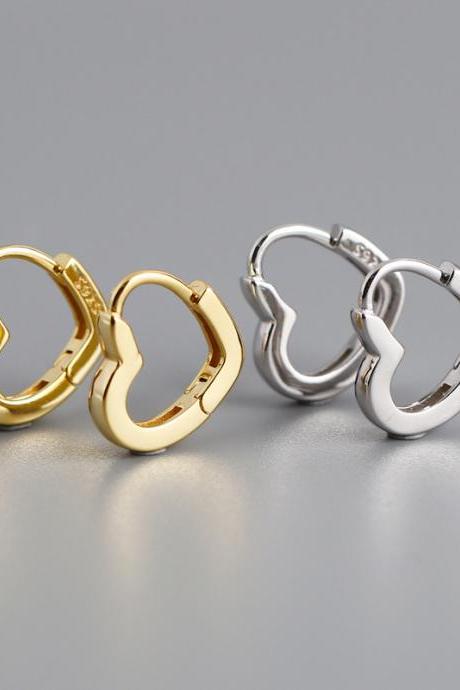 Love Ear Buckle Gold Light Luxury Fashion Heart S925 Sterling Silver Ear Buckle Ear Ring