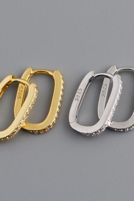 Diamond Zircon S925 Sterling Silver Ring Buckle Earrings Girl