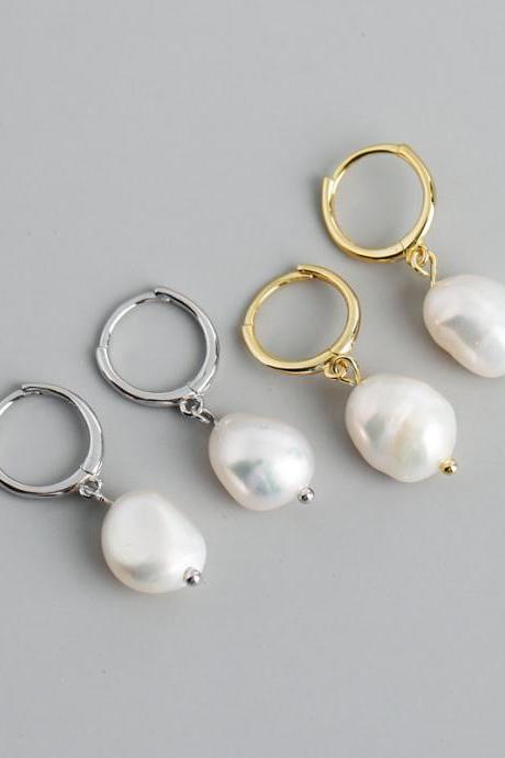 Earrings S925 Sterling Silver Studs Freshwater Pearl Earrings Buckle Earrings For Women