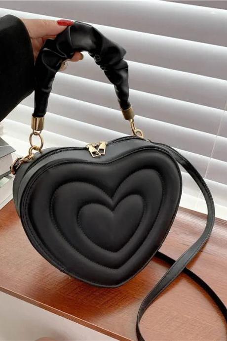 Charming Heart-shaped Black Crossbody Bag