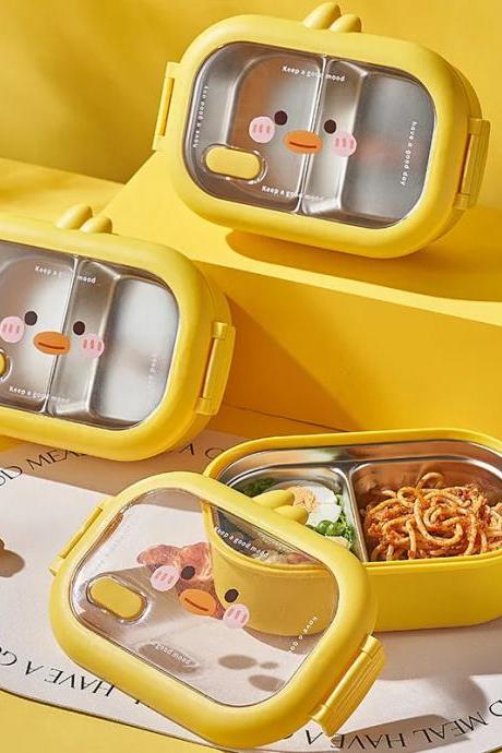Insulated Cartoon Bear Stainless Steel Lunch Box Set