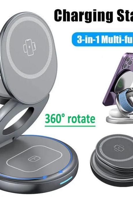 3-in-1 Wireless Charging Station 360 Rotatable Adjustable Stand