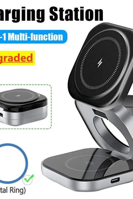 Upgraded 3-in-1 Wireless Charging Station With Metal Ring
