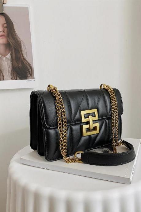 Elegant Quilted Chain Strap Designer Leather Shoulder Bag