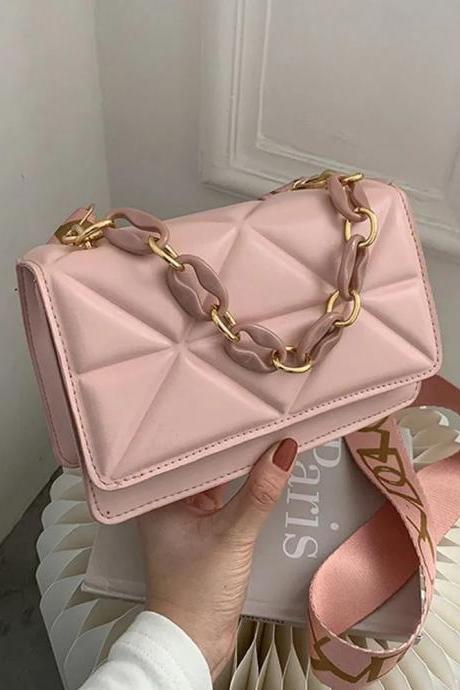 Winter Large Shoulder Bags For Women Stone Pattern Pu Leather Crossobdy Bags Brand Pink Tote Handbags Chains Shopper Clutch Purs