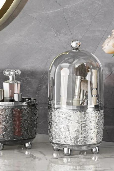 Luxury Hammered Glass Cosmetic Storage Organizer With Lid