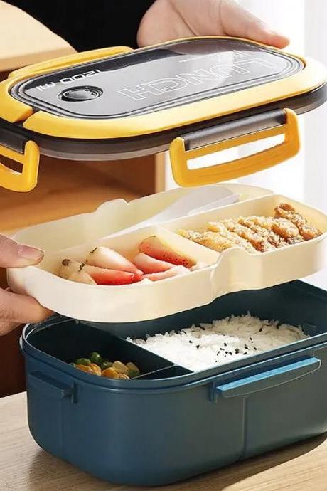 Portable Electric Heated Lunch Box Dual Compartments
