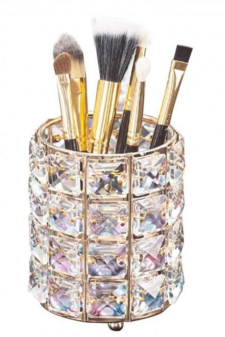 Luxurious Crystal Makeup Brush Holder Organizer Vanity