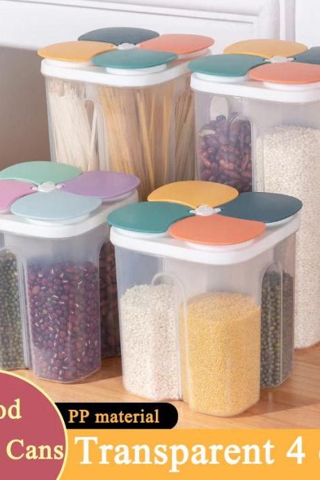 Airtight 4-compartment Storage Containers With Colorful Lids